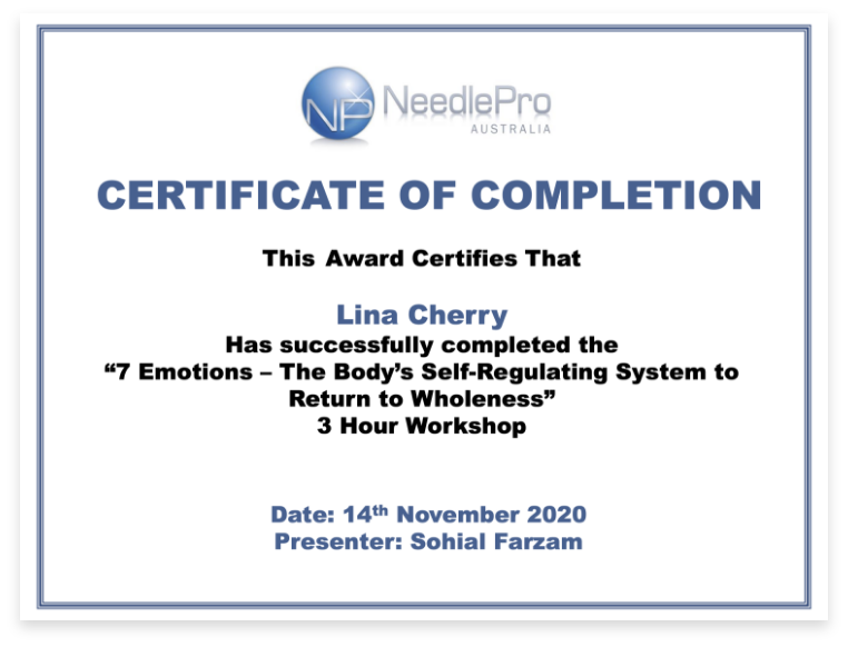 Lina Cherry - 7 Emotions Workshop Certificate@2x