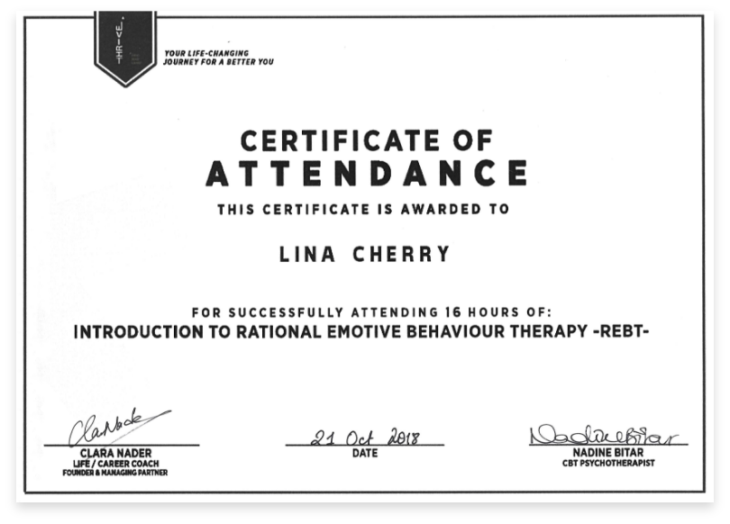 Lina Cherry - Rational Emotive Behaviour Certificate copy@2x